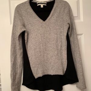 Gray and black cashmere sweater.